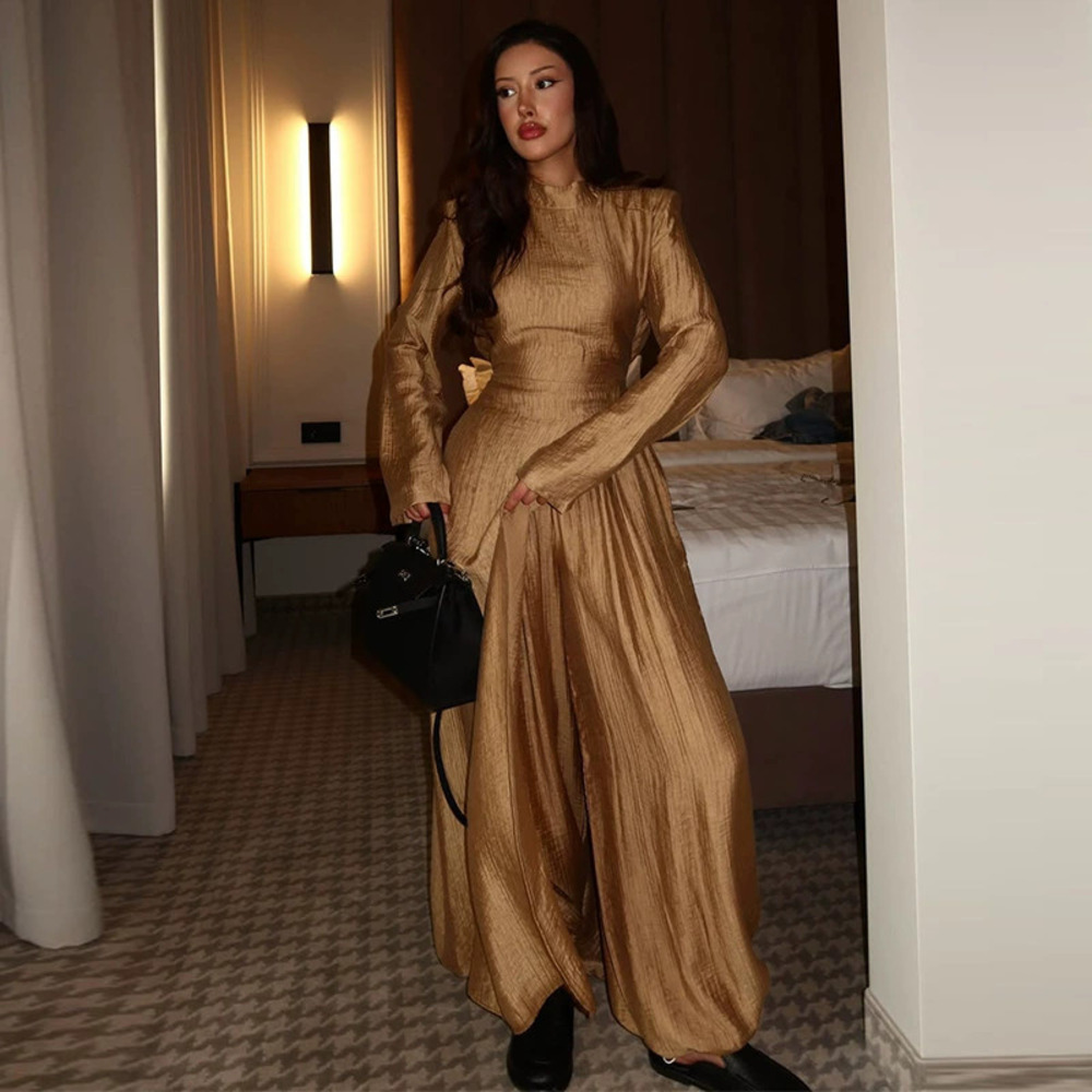Forever 21 Yellow Tailored Long-Sleeve Lantern Pants Set
